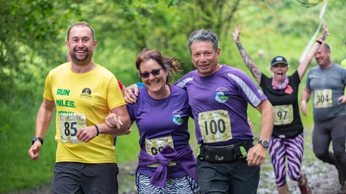 Runners at the Top of the Gorge festival 2019, Cheddar Gorge, Somerset